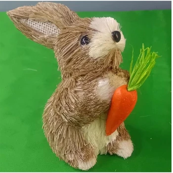 El dokuması saman tavşan Paskalya süslemeleri Oturan Tavşan Figürleri Düğün için