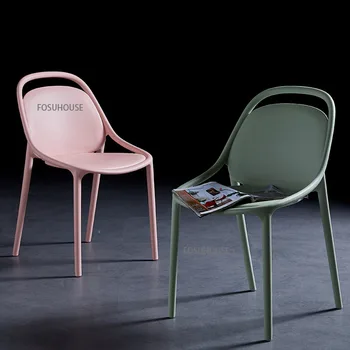 İskandinav Yemek Sandalyesi Ev Modern Basit Dışkı Geri Plastik Sandalye Kozmetik Manikür Oturma Odası Mobilya Arkalığı Sandalye