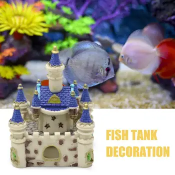 Akvaryum Süs Kale Şekli Dekorasyon Mini Reçine Karikatür Kale Akvaryum Süslemeleri Kale Balık Tankı için