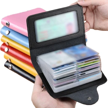 Yeni Deri Fonksiyonu 24 Bit Kart Durumda Iş kart tutucu Erkek Kadın Kredi Pasaport kart çantası KIMLIK Pasaport Kartı Cüzdan 7 Renkler