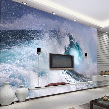 beibehang Deniz dalgaları dalga televizyon HD arka plan duvar özel büyük fresk çevre ipek ipek duvar kağıdı papel de parede