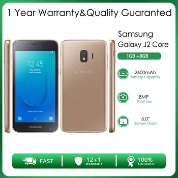 Orijinal Unlocked Samsung Galaxy J2 Çekirdek J260F 2 Sım 4G Dört çekirdekli 1 GB RAM 8 GB ROM 8MP 5.0