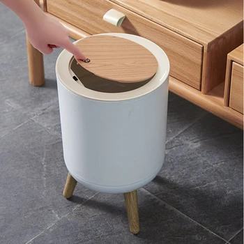 2 / 7L Yüksek Ayak çöp kutusu Kapaklı Masa Çöp Kovası Basın Düğmesi ile Mutfak çöp Kovası çöp tenekesi Yatak Odası Banyo Tuvalet