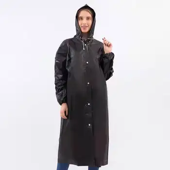 Yüksek Kalite 1 ADET 145 * 68 CM EVA Unisex Yağmurluk Kalınlaşmış Su Geçirmez yağmurluk Kadın Erkek Siyah Kamp Su Geçirmez Yağmurluk Takım Elbise