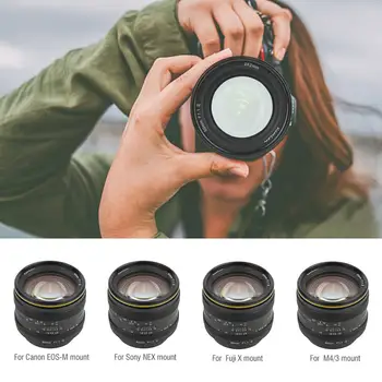 Kamlan 50mm f1.1II Büyük Diyafram Manuel Odaklama APS-C Aynasız canon lensi E Fuji X M43 Montaj kamera