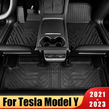 Araba Kat Mat Tesla Modeli Y 2021 2022 2023 Aksesuarları Özel Oto Ayak Pedi Otomobil Halı Kapak İç Döşeme TPE