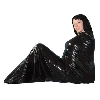 Unisex Fetiş PVC Mumya Çanta Bodysuit Suni Deri Uyku Tulumu Vücut Çanta Sleepsacks Cosplay Sahne Sahne Seksi Yetişkin süslü elbise