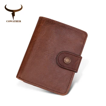COWATHER erkek cüzdan 100 % inek hakiki deri yüksek kaliteli erkek çanta moda tasarım kısa tarzı cüzdan erkekler için ücretsiz kargo