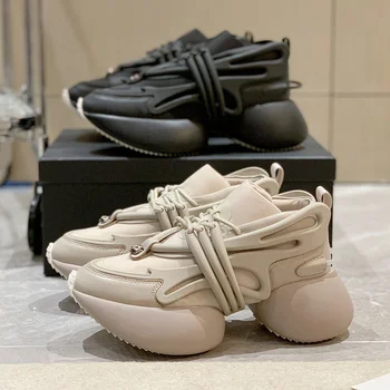 JIESHAO Kadın Sneakers Hakiki deri Platformu Sneakers Kadın rahat ayakkabılar Tıknaz Sneaker 6 CM Artış Tasarımcı Kalın Ayakkabı