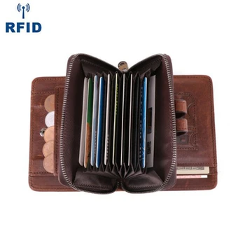 2023 Erkek Kredi kart tutucu Çanta Vintage Fermuar Toka RFID Cüzdan Hakiki Deri Erkek bozuk para cüzdanı seyahat cüzdanı Adam İçin