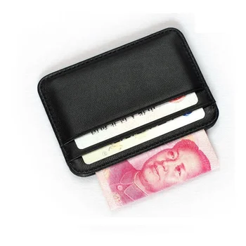 Yeni 100 % Koyun Derisi Hakiki Deri kredi kartı kılıfı Mini kimlik kartı tutucu Küçük Çanta Adam İçin İnce erkek cüzdanları Kart Sahibi Çanta