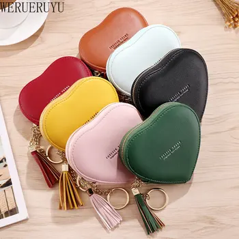 PU Deri Kalp şeklinde Cüzdan Kadınlar için Anahtar kart tutucu Fermuarlı bozuk para cüzdanı Moda Mini Tasarımcı Lüks Çanta 2023 Ücretsiz Kargo