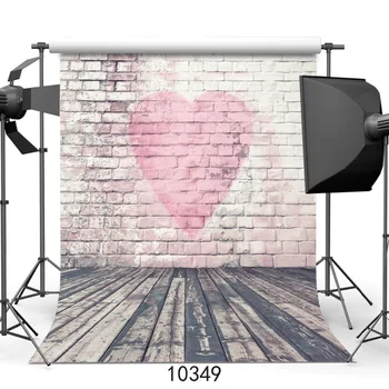 Tuğla Duvar Pembe Kalp sevgililer Günü Fotoğraf Arka Planında Fotoğraf Arka Plan 3D Vinil Kumaş Zemin Fotoğraf Stüdyosu için Photophone