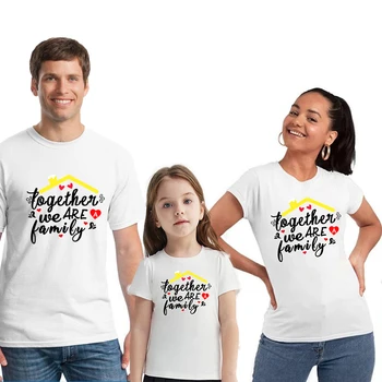 Aile Eşleştirme Gömlek Reunion Tshirt Aileleri Toplama Bez Birlikte Biz Bir Aile T-Shirt Anne Baba Kızı Oğlu Kıyafetler