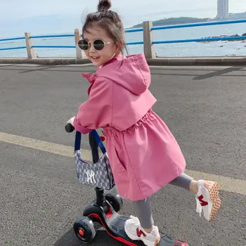 Yeni Kızların Sonbahar Giysileri Yeni çocuk Kore Versiyonu Rüzgarlık Ceket Bebek Yabancı Stil Ceket Etek 2 4 6 8T 2021