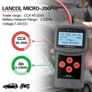 12 Voltajlı Araba Motosiklet pil test cihazı Dijital akü analizörü Mıcro-200 Pro Motosiklet Otomotiv Araç Teşhis Aracı