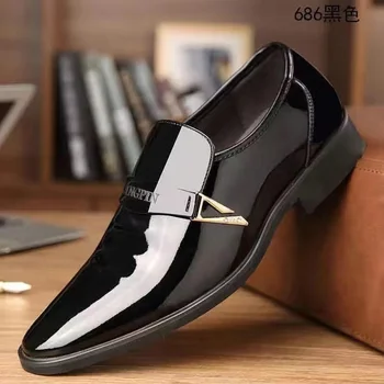 Moda Iş Elbise erkek ayakkabısı Resmi elbise Ayakkabı Üzerinde kayma Erkek Oxfords Ayakkabı Yüksek Kaliteli deri ayakkabı erkek mokasen ayakkabıları 1