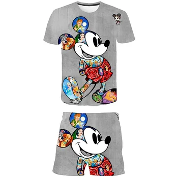 Bebek Mickey Giysileri Yaz Erkek Mickey giyim setleri Moda Karikatür T-Shirt + Mickey Kısa 2 adet Takım Elbise Çocuk Mickey Giysileri