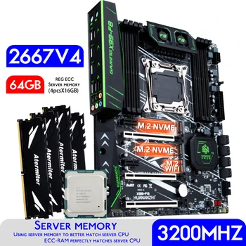 HUANANZHI F8 X99 Anakart Intel XEON E5 2667 v4 ile 4 * 16GB = 64GB 3200MHz DDR4 REG ECC Bellek Combo Kiti Seti NVME