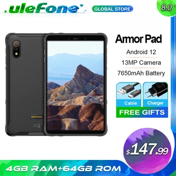 Ulefone Zırh Pad Sağlam Tablet IP68 / IP69K 4G Android tablet telefon 4 GB RAM + 64 GB ROM 13MP Kamera 7650 mAh Taşınabilir Tablet