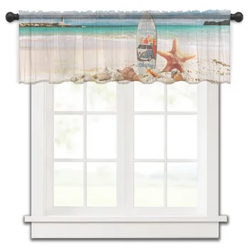 Sörf Plaj Denizyıldızı Kabuk Mutfak Küçük Pencere Perde Tül Sırf Kısa Perde Yatak Odası Oturma Odası Ev Dekor Vual Perdeler