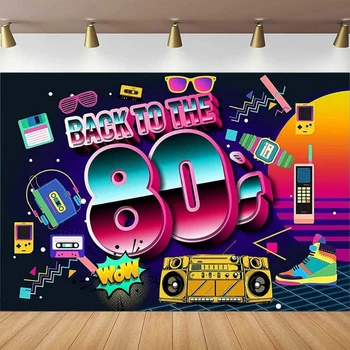 Fotoğraf Backdrop 80'lerin Afiş Dekorasyon Arka Plan için 80'lerin Doğum Günü Partisi Malzemeleri Posteri