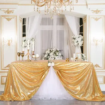 Altın Pullu Masa Örtüsü 50x80 inç Glitter Örtü Masa Örtüsü Sparkle Masa Bindirmeleri Düğün Doğum Günü Partisi için Bebek Gelin Duş