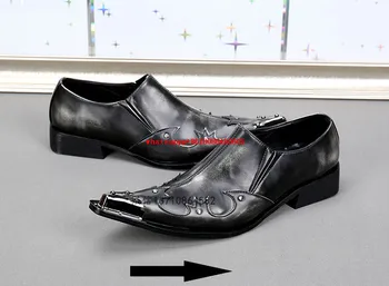 Artı boyutu erkek italyan deri ayakkabı çivili loafer'lar üzerinde kayma sivri ayakkabı resmi erkek elbise ayakkabı