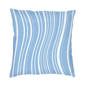 Mavi Çizgili Minimalist Yastık Kılıfı Çift taraflı Baskı polyester yastık kılıfı Dekor Yastık Kılıfı Ev Kare 40X40cm