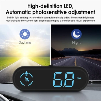 GPS Araba Seviye Sensörü OBD HUD HEAD Up Display LED Hız Göstergesi Akıllı Dijital Sürüş Aşırı Hız Alarmı Hatırlatma İnklinometre