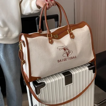 Bagaj seyahat çantası bagaj silindir çanta Taşınabilir Seyahat çantası kadınlar için bavul Büyük kapasiteli Tuval crossbody çanta