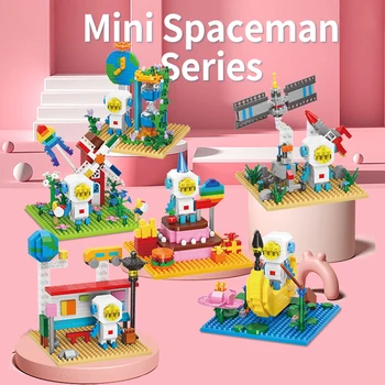 2023 Yeni Astronot Yapı Taşları Spaceman Toprak Figürleri Elmas Tuğla Figürleri Çocuklar Montaj Oyuncaklar çocuklar için doğum günü hediyesi