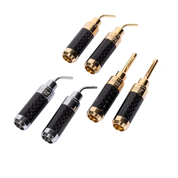 4 Adet Hiçbir Kaynak DIY Saf Bakır Altın kaplama / Rodyum kaplama Muz Fiş veya Y Adaptörü Antika Pin Ses Hoparlör Terminalleri