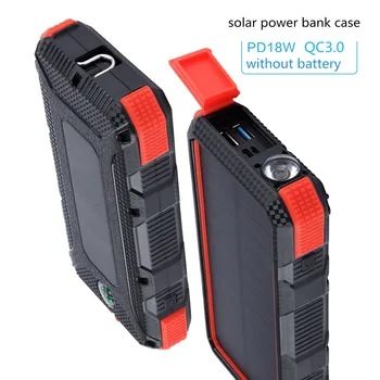 Güneş Enerjisi Bankası Kılıf DIY Kutusu Çift USB Kiti El Feneri İçin TypeC PD+QC3. 0 Powerbank Taşınabilir Su Geçirmez Şarj