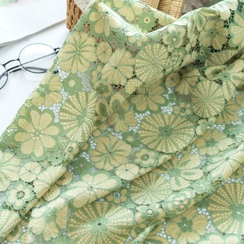0.5 metre çay yeşil Örgü dantel nakış kumaş hanfu akşam elbise DIY Bebek giyim Mezuniyet Tasarımı Performans Elbise