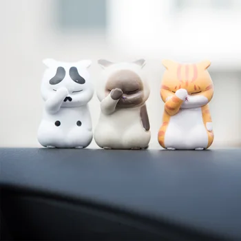 Sevimli Kedi Figürleri Minyatür Karikatür Süs Hayvan Araba Dekor Figürü Zanaat Mikro Manzara Kawaii Masası Araba İç Aksesuarları