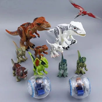 12 adet Aksiyon Figürü Dinozor Tyrannosaurus Yapı Taşları Dinozor lingly Tuğla Oyuncaklar noel hediyesi Dinozor