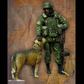 1/35 Ölçekli Montaj Reçine Şekil kiti Modern Rus Asker köpek