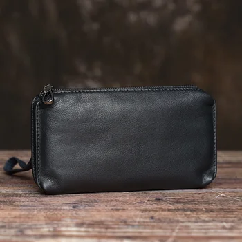Rahat Erkek el çantası Hakiki deri cüzdan Telefon Mini bozuk para çantaları Kredi kart tutucu Mavi Iş Küçük Para Çantaları