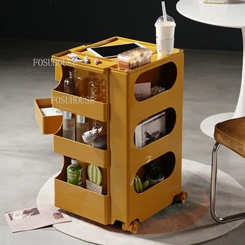 Tasarımcı Komodinler yatak odası mobilyası Cafe depolama dolabı Yurdu Dönen İskandinav Plastik Başucu Masa Tekerlekli