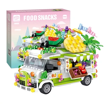 Yaratıcı Gıda Kamyon Blokları Mini Dondurma Burger Araba Modeli Yapı Taşları Bulmaca Monte Oyuncaklar Çocuk Eğitici Oyuncaklar Hediyeler