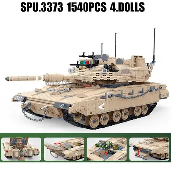 6109 1540 adet Askeri Merkava Mk 4m İsrail ana Muharebe Tankı 1: 28 4 Bebek Ordu Silah Çocuk Yapı Taşları Oyuncak