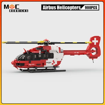 Yeni Yüksek Teknoloji Şehir Uçak Airbus Helikopterler Eurocopter H145 MOC Yapı Taşı Teknoloji Uçak Modeli Tuğla çocuk için oyuncak Hediye