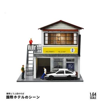 Diorama 1/64 Araba Garaj Modeli Japon Şehir Sokak Görünümü Bina Otopark Zemin Ekran Sahne Modeli Oyuncak Hediye