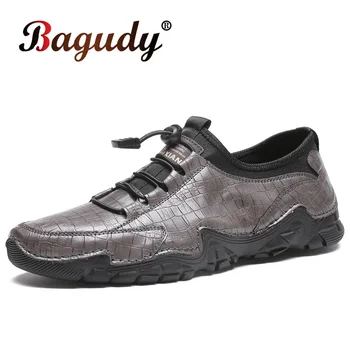 Rahat Kayma deri erkek ayakkabısı Loafer'lar Siyah Marka Genç Rahat Sürücü Ayakkabı Flats Casual erkek Sneakers erkek Yumuşak sürüş ayakkabısı
