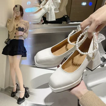 2023 Yeni Tıknaz moda Kadın Pompaları yüksek topuklu ayakkabı Sandalet platform ayakkabılar İlkbahar Yaz Pu Deri Parti Elbise Tasarımcısı Mujer