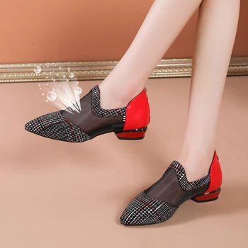 Yaz Kadın Yüksek Topuk Ayakkabı Örgü Nefes Pompaları Zip Sivri Burun Topuklu Moda kadın elbisesi Sandalet Ayakkabı Ayakkabı