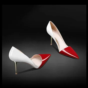 Kadın Yüksek Topuklu Kırmızı Seksi Sivri kadın ayakkabısı 10cm Pompaları düğün elbisesi Ayakkabı Siyah Yüksek Topuklu Artı Boyutu Kadın Ayakkabı 44 45