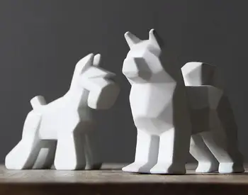 Yaratıcı seramik köpek ev dekor el sanatları odası dekorasyon seramik kawaii süs porselen hayvan figürleri süslemeleri köpek heykeli