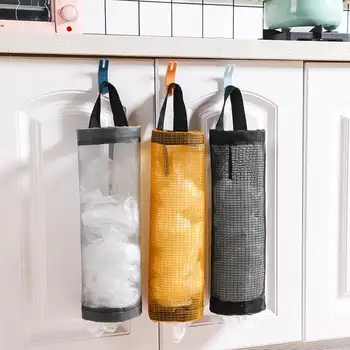 1 Adet Örgü Duvara Monte plastik torba Tutucu Dağıtıcı Asılı Çöp Çöp saklama çantası Ev alışveriş çantası Mutfak Çöp Organizatör